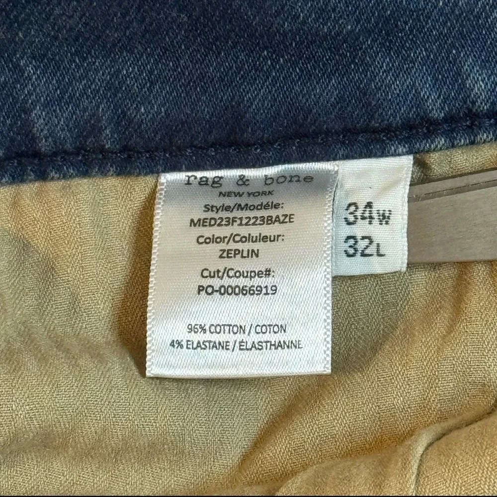 rag & bone Blue Casual Stretch Fit 2 Slim Denim Jeans Pants Trousers Men's 34x32